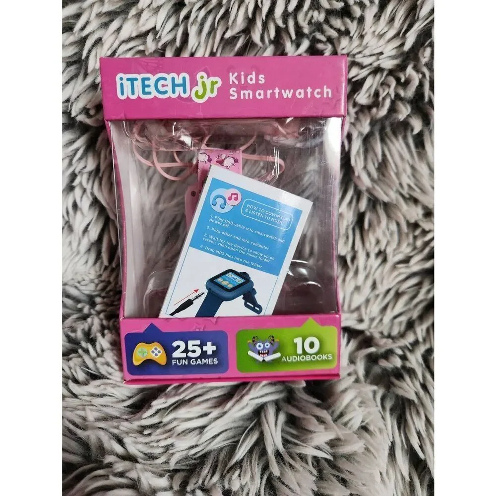 iTech Junior Girls Earbuds & Smartwatch Set - pink Unicorn Print